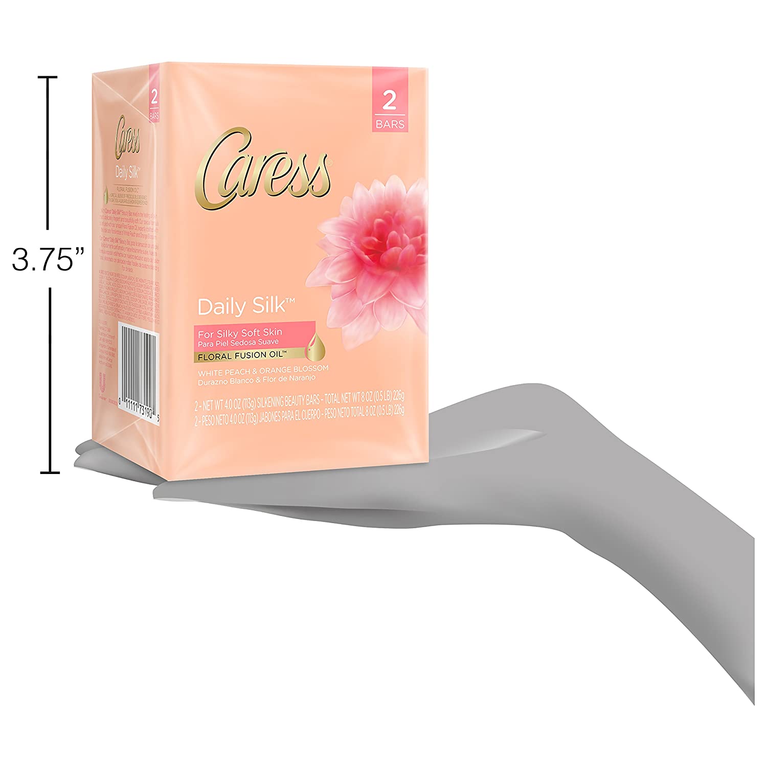 Caress Beauty Bar Soap For Silky, Soft Skin Daily Silk With Silk Extract and Floral Oil Essence 3.75 oz 2 Bars