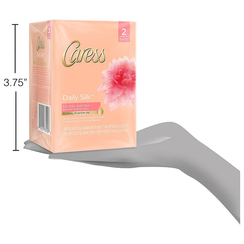 Image of Caress Beauty Bar Soap For Silky, Soft Skin Daily Silk With Silk Extract and Floral Oil Essence 3.75 oz 2 Bars