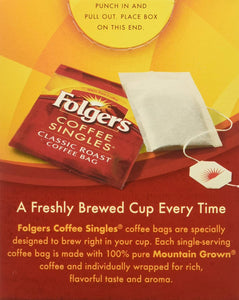 Folgers Coffee Singles Classic Roast-19 Coffee Bags (19 Bags Pack of 4-76 Bags), Red