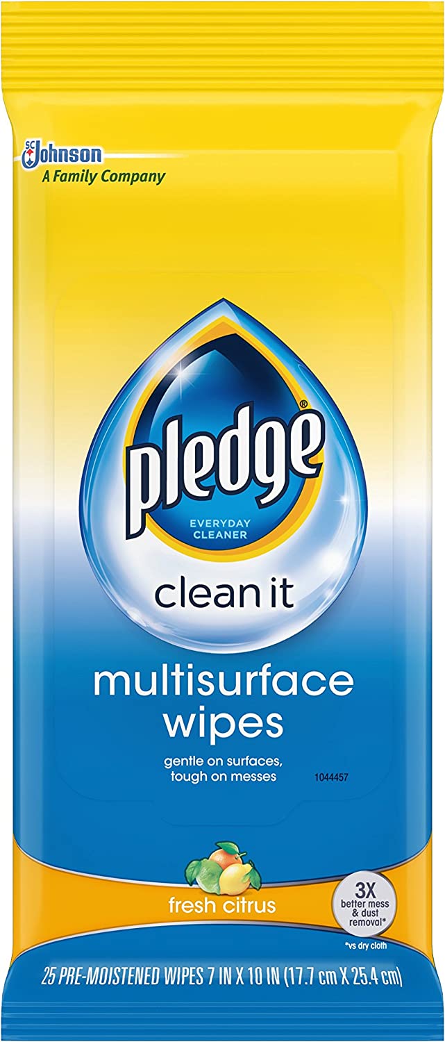 Pledge Multisurface Wipes, Fresh Citrus, 25 Wipes Per Pack (3 Packs)