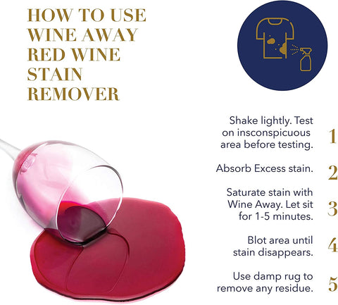 Image of Wine Away Red Wine Stain Remover - Removes Wine Spots - Perfect Fabric Upholstery and Carpet Cleaner Spray Solution - Spray on Stain Wash and Resolve Laundry to Vanish Stain - Zero Odor - 1 Gallon