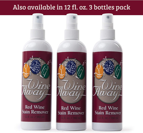 Image of Wine Away Red Wine Stain Remover - Perfect Fabric Upholstery and Carpet Cleaner Spray Solution - Removes Wine Spots - Spray and Wash Laundry to Vanish Stain - Wine Out - Zero Odor - 2 Ounce, Set of 3
