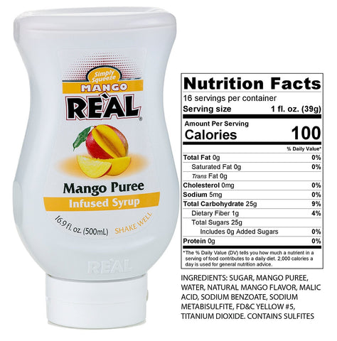Image of Reàl Fruit Infused Tea Flavoring Syrup - Mango, Peach, Raspberry (Pack of 3, 16.9 FL OZ Bottles)