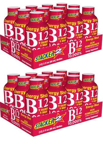 Stacker 2 B12 Energy Shot 24 Count Acai & Pomegranate 2oz Daily Value 10,000%