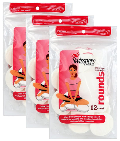 (3 PACKS) Swisspers Latex Free Cosmetic Rounds 12 Counts