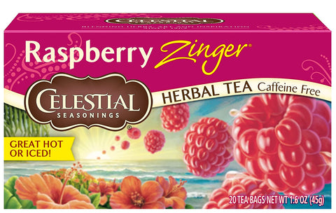 Image of Celestial Seasonings Raspberry Zinger Herbal Tea, 20 ct