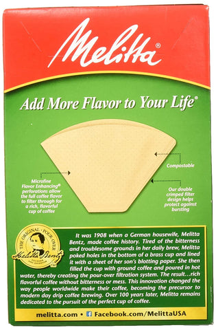 Image of Melitta Cone Coffee Filters Natural Brown #4, 100 Count