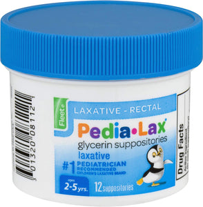 Fleet Pedia-Lax Glycerin Suppositories for Ages 2-5, 12-Count per Pack (2-Pack Total)