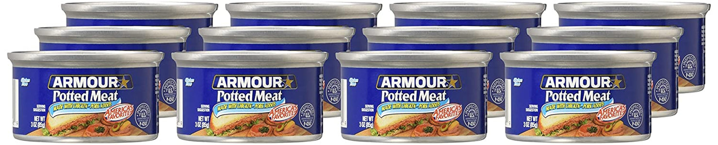 ARMOUR POTTED MEAT made with Chicken and Pork 3 oz (Pack of 12)