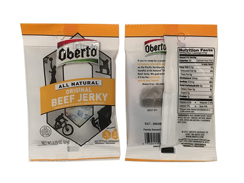 Image of Oberto All Natural Beef Jerky - Original and Teriyaki Beef Jerky .75 oz Snack Size (6 Pack)