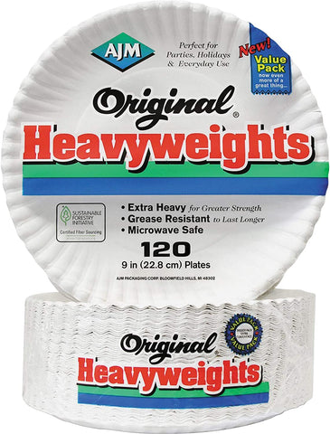 Image of AJM Packaging Original Heavyweights Plates Table Ware, White