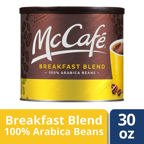 Image of McCafé Breakfast Blend Light Roast Ground Coffee (30 oz Canisters, Pack of 2))