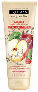 Freeman Facial Apple Cider Vinegar Clay Mask + Scrub 6 Ounce (177ml) (3 Pack)