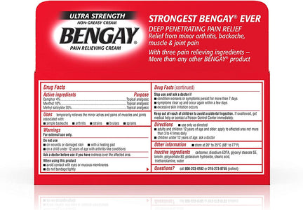 Ultra Strength Bengay Pain Relief Cream, Topical Analgesic for Arthritis, Muscle, Joint & Back, 2 oz