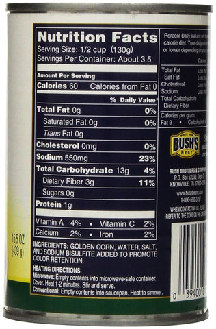 Image of Bush's Best, Golden Hominy, 14.5oz Can (Pack of 6)