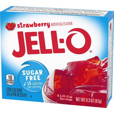 Image of Jell-O Strawberry Sugar-Free Gelatin, 0.30 Ounce (8.5g), (Pack of 5)