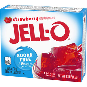 Jell-O Strawberry Sugar-Free Gelatin, 0.30 Ounce (8.5g), (Pack of 5)