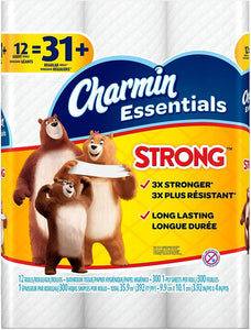 Charmin Essentials Strong Toilet Paper, Bath Tissue, Giant Roll, 12 Count