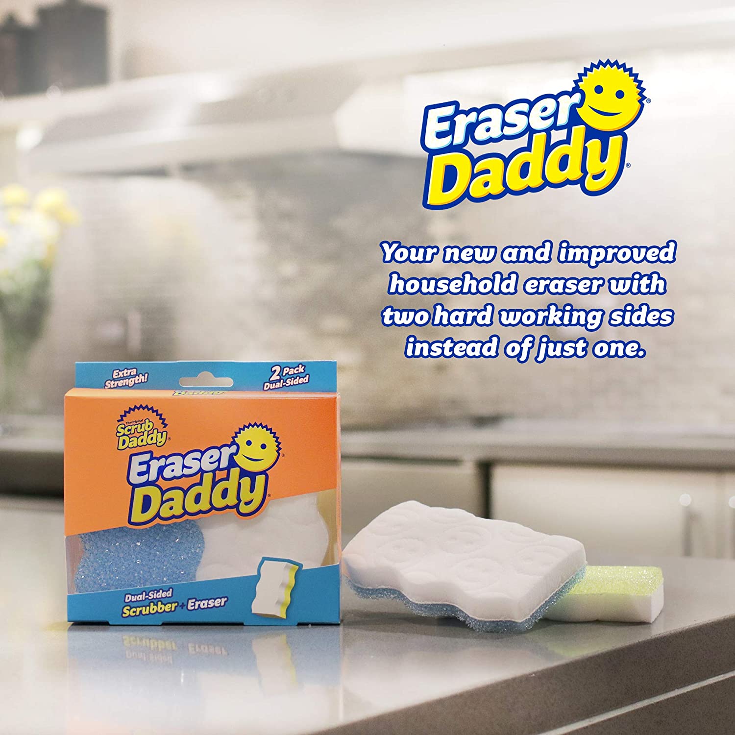 Scrub Daddy- Eraser Daddy - Dual Sided Water Activated Scrubber & Eraser