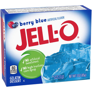 JELLO Berry Blue Gelatin Dessert Mix 3 Ounce Box