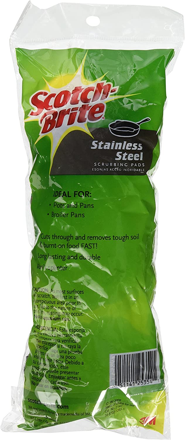 3m Scotch-Brite Stainless Steel Scouring Pad, 3-Pad(2 Pack) by Scotch