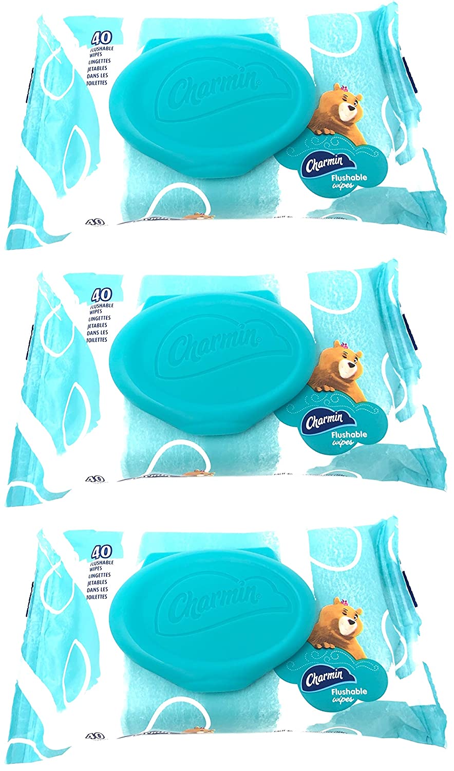 Charmin Flushable Wipes, 40 Count (Pack of 3)