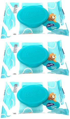 Charmin Flushable Wipes, 40 Count (Pack of 3)