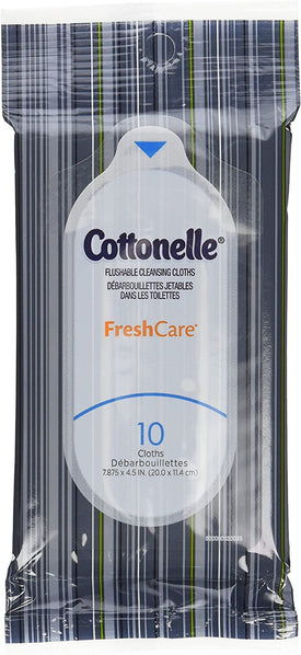 Cottonelle Fresh Care Flushable Wipes, Travel Pack, 12 Travel Packs of 10 Cloths Each (120Ct)