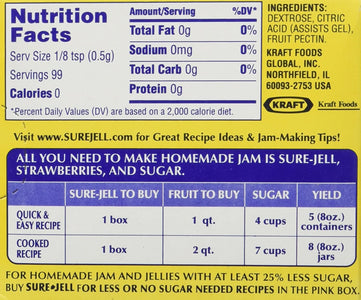 Sure Jell Premium Fruit Pectin For Homemade Jams And Jellies, 100% Natural 1.75 oz (2 Packs)