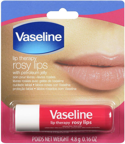 Image of Vaseline Lip Therapy Rosy Lips | Lip Balm with Petroleum Jelly for Providing Your Lips with Ultimate Hydration and Essential Moisture to Treat Chapped, Dry, Peeling, or Cracked Lips; 0.16 Oz (3-Pack)