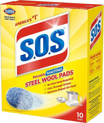 S.O.S-10002 , Steel Wool Soap Pads, 10 Ct