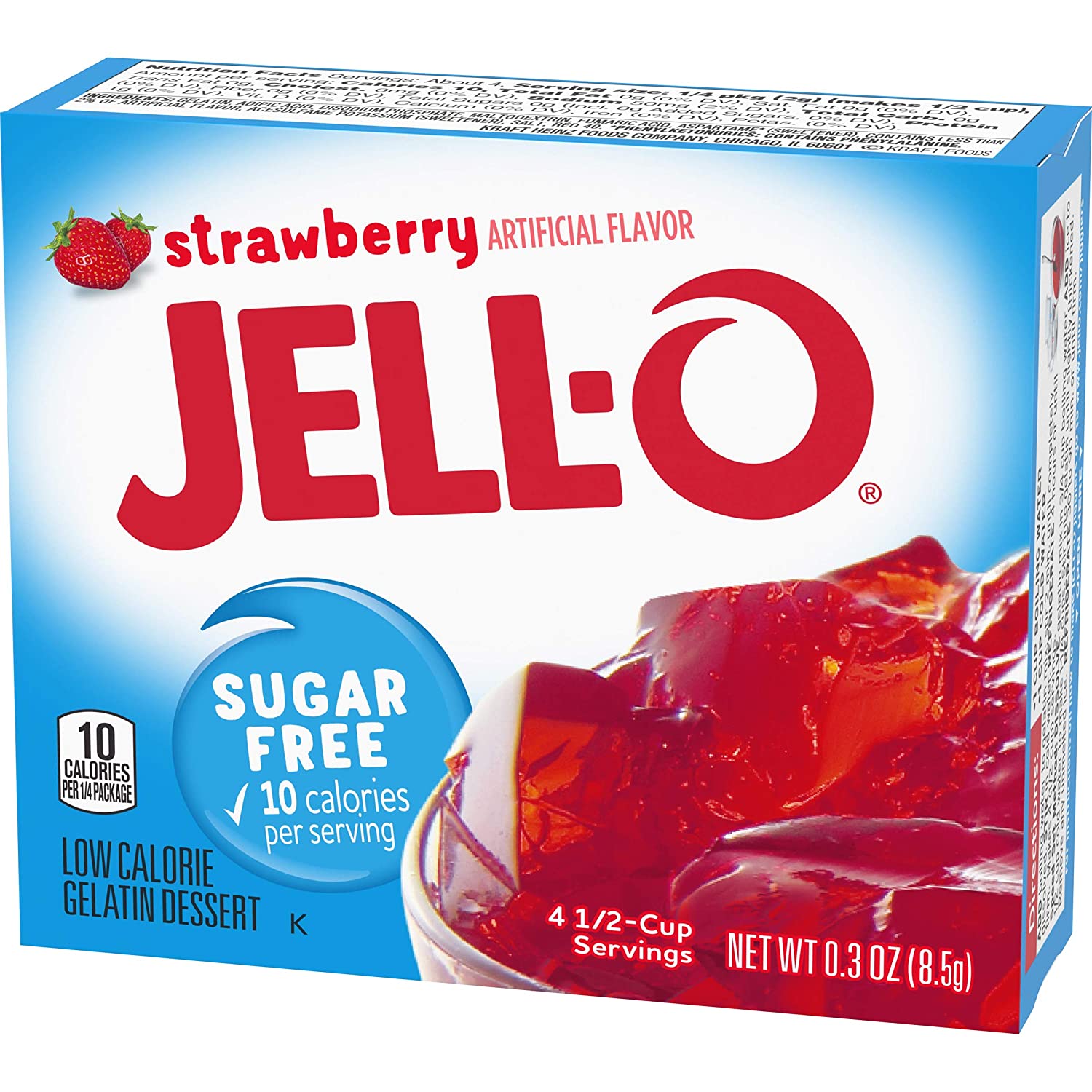 JELLO Strawberry Gelatin Dessert Mix (0.30oz Boxes, Pack of 6)