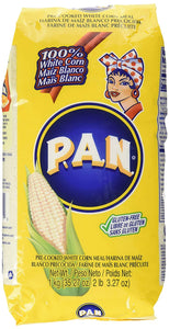 P.A.N. White Corn Meal – Pre-cooked Gluten Free and Kosher Flour for Arepas, 1 Kilogram (35 Ounces / 2 Pounds 3.3 Ounces)