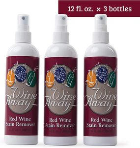 Wine Away Red Wine Stain Remover Spray - Natural Carpet and Upholstery Spot Cleaner - Effectively Removes Blood, Clothes, Coffee, & Pet Stains - Best on Both Fresh & Dried Stains - 12 Oz - Pack of 3