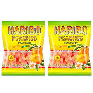 Haribo Peaches Gummi Candy 4 oz bag (2 bags 8 oz total)