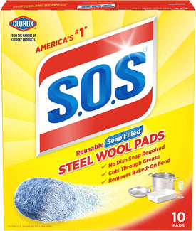 S.O.S-10002 , Steel Wool Soap Pads, 10 Ct