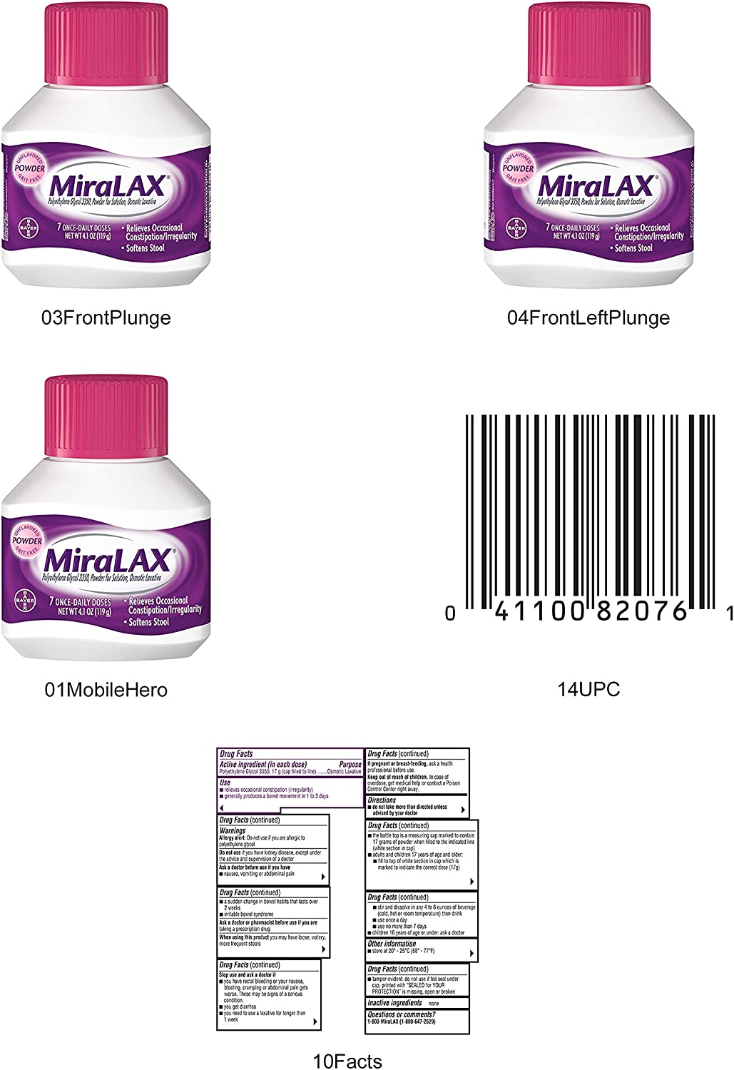 MiraLAX - Laxative - Unflavored Powder - 4.1 oz. 17 Gram Strength - Polyethylene Glycol-McK