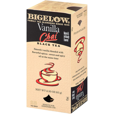 Image of Bigelow Vanilla Chai Tea Bags 28-Count Box (Pack of 1) Black Tea Bags with Spices and Vanilla Flavor Rich in Antioxidants