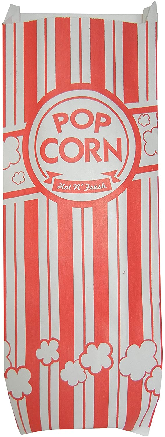 Carnival King Popcorn Bags 2 oz, 200 Classic Red and White Bags (200 Bags)