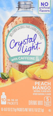 Image of Crystal Light On The Go Peach Mango with Caffeine, 10-Packet Boxes (Pack of 4)