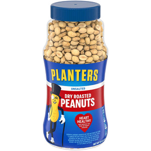 Planters Peanuts, Dry Roasted & Unsalted, 16 Ounce Jar (Pack of 4)