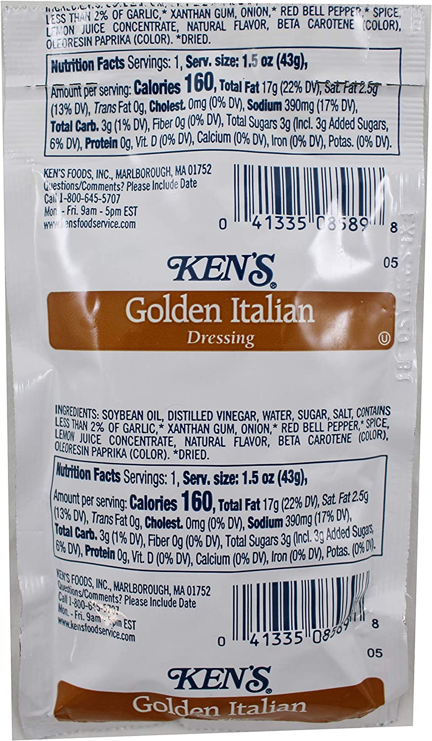 Ken's Steakhouse Golden Italian Dressing 1.5 oz Packets (Pack of 20)