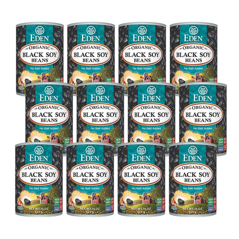 Image of Eden Organic Black Soybeans, 15 oz Can (Pack of 12), Complete Protein, No Salt, Non-GMO, U.S. Grown, Heat and Serve, Macrobiotic, Soy Beans