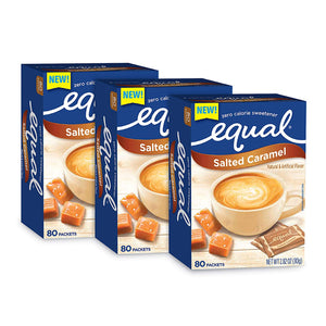 EQUAL Salted Caramel Zero Calorie Sweetener, Flavored Sugar Substitute, 80 Packets (Pack of 3)