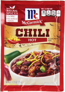 McCormick HOT Chili Seasoning Mix (Pack of 4) 1.25 oz Packets