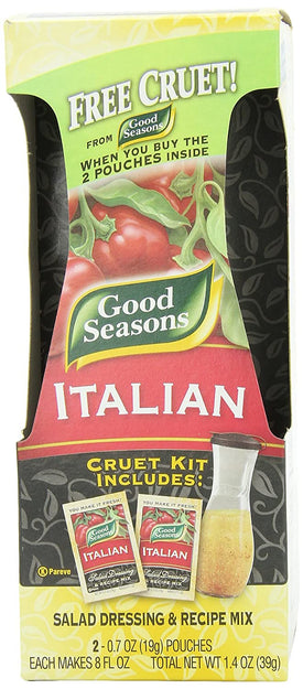 Good Seasons Salad Dressing & Recipe Kit, Cruet with 2-Count Italian Dressing Mix (Pack of 2)