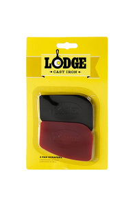 Lodge Pan Scrapers. Handheld Polycarbonate Cast Iron Pan Cleaners. (2-Pack. Red/Black)