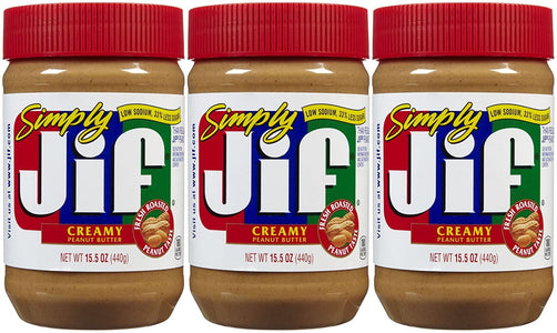 Jif Simply Creamy Peanut Butter, 15.5 oz, 3 Pack