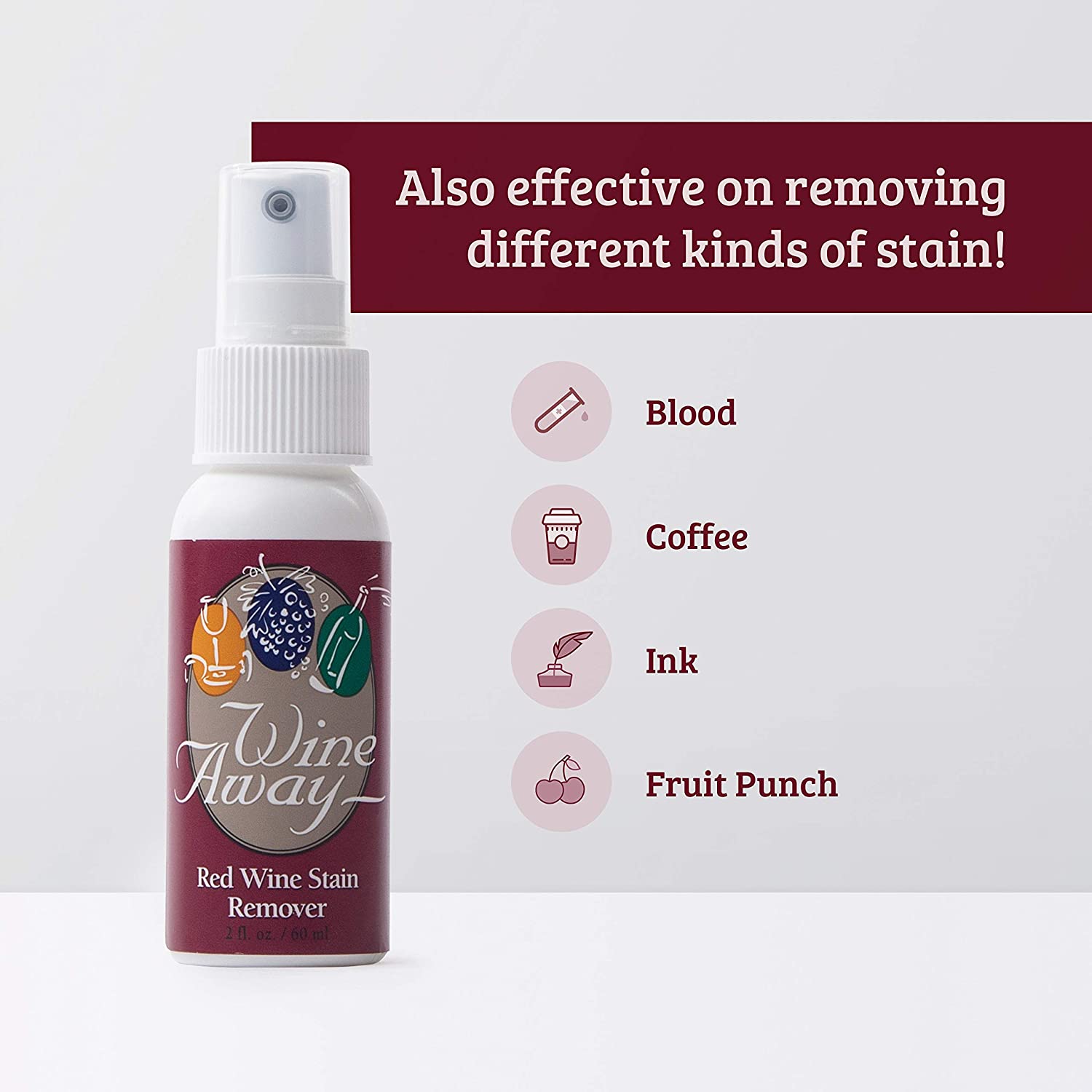 Wine Away Red Wine Stain Remover - Perfect Fabric Upholstery and Carpet Cleaner Spray Solution - Removes Wine Spots - Spray and Wash Laundry to Vanish Stain - Wine Out - Zero Odor - 2 Ounce, Set of 3