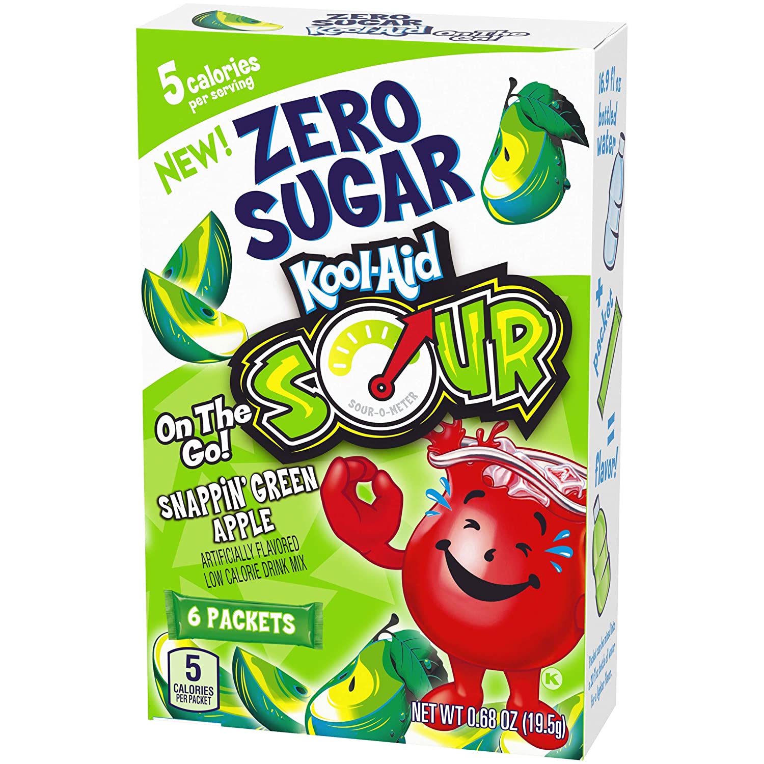 Kool-Aid Zero Sugar Sours Snappin' Green Apple Flavored Drink Mix